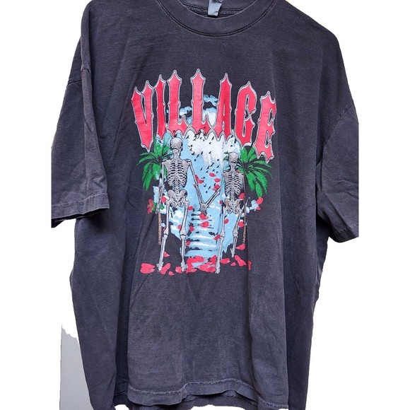 Village T-Shirt Love and Death Gray by Los Angeles Apparel Plus Size 2XL - Picture 2 of 6